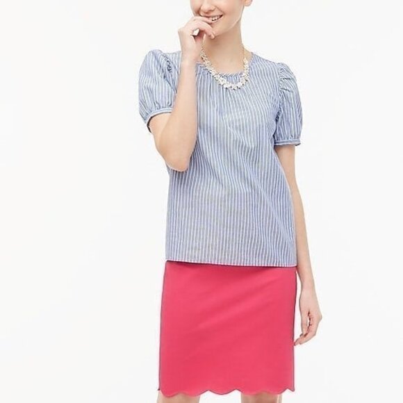 NWT J. Crew Small Puff-sleeve Top Blue/white - Picture 4 of 5